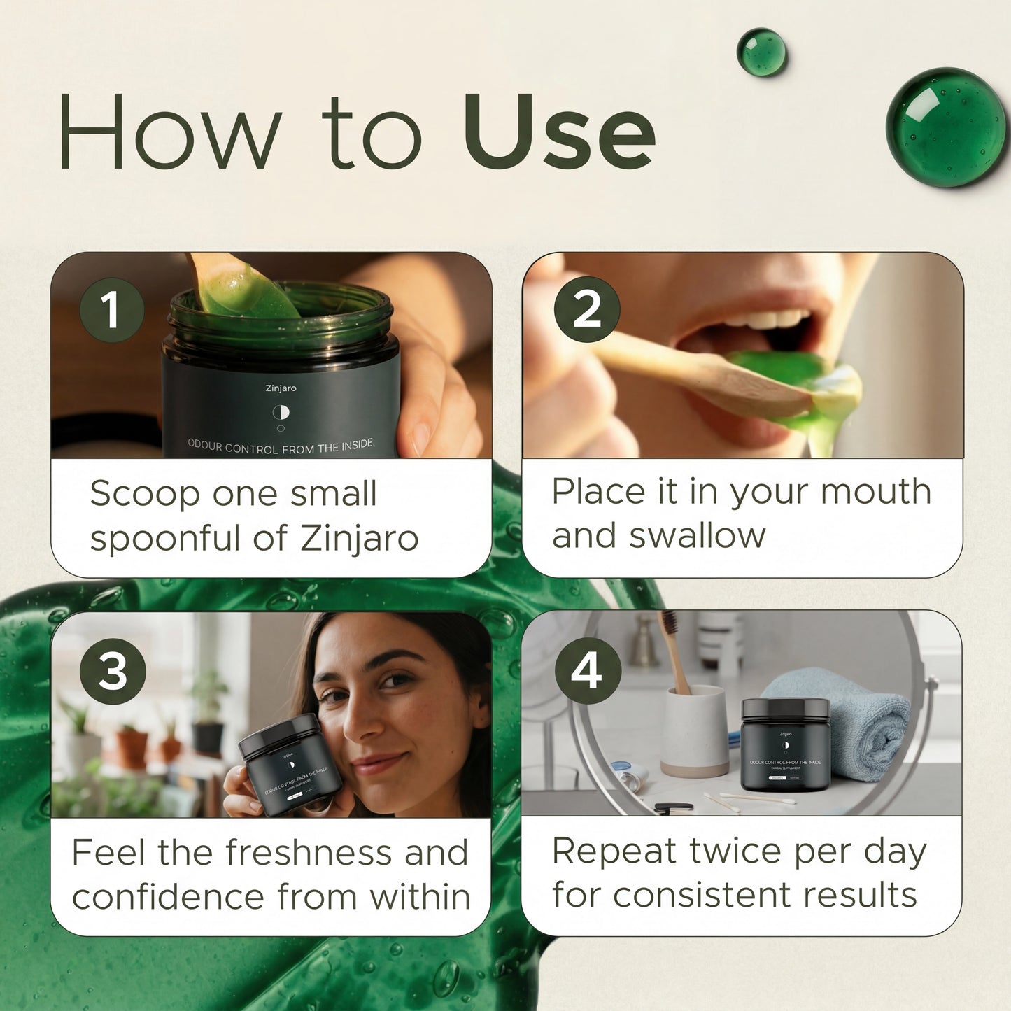 Herbal gel food supplement for bad breath